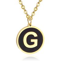 Goudkleurige Dames Schakelketting met Zwarte Kettinghanger Letter G