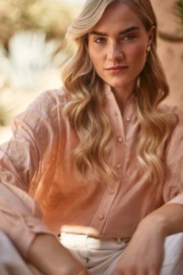 Nukus Rosan Blouse Embroidery Blouse 13 Powder