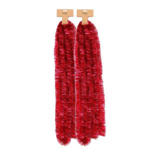 Kerstslingers - 2x - rood - folie - 270 x 5 cm - lametta - kerstboomslingers