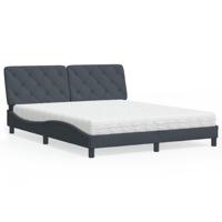 Bed met matras fluweel donkergrijs 160x200 cm