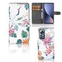 Xiaomi 12 | 12X Telefoonhoesje met Pasjes Bird Flowers - thumbnail