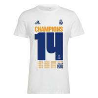 Heren Voetbal T-shirt met Korte Mouwen Adidas Real Madrid Champions 2022 - Maat: XL