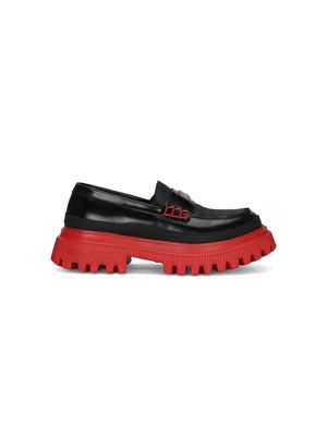 Dolce & Gabbana Kids mocassins en cuir à plaque logo - Noir