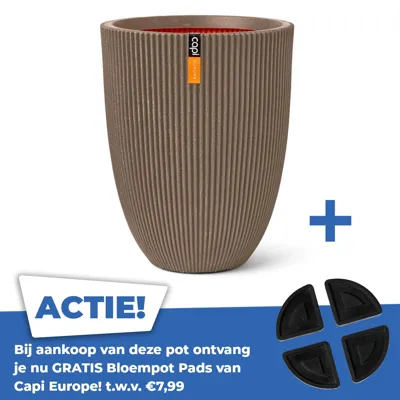 Vaas elegant laag Groove NL 46x58 warm taupe