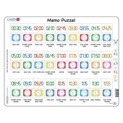 Selecta Larsen memopuzzel leren klokkijken traditionele en digitale klok , 54st.