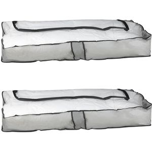 Opbergtas/beschermhoes beddengoed/kleding - 2x - voor onder bed - 102 x 45 x 15 cm