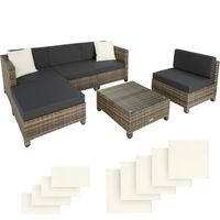 tectake - loungeset met aluminium frame-Wicker tuinset- incl. 2 overtreksets -natuur -403743 - thumbnail