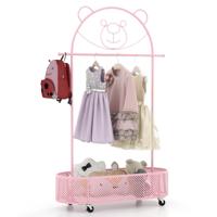 Verstelbare Kinder Kledingstandaard van 130cm/150cm/182cm Kledingrek op Wielen Roze