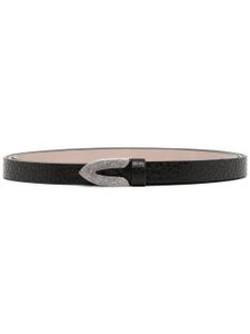 Brunello Cucinelli ceinture fine en cuir grainé - Noir