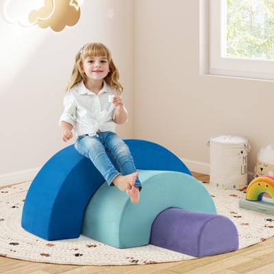 3-DELIG. Zachte Bouwstenen Schuimstenen om te Klimmen & Kruipen Klimboog Blauw