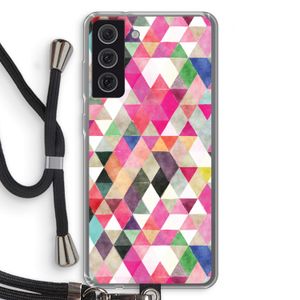 Gekleurde driehoekjes: Samsung Galaxy S21 FE Transparant Hoesje met koord