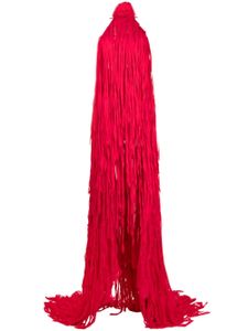 Blumarine robe longue frangée à dos nu - Rouge