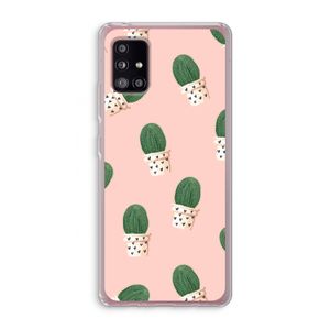 Cactusprint roze: Samsung Galaxy A51 5G Transparant Hoesje