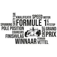 Formule 1 woord cloud, Vettel - Muursticker - thumbnail