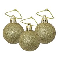 12x stuks kerstballen goud glitters kunststof 4 cm - Kerstbal