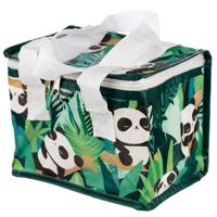 Koeltas - panda print - groen - 4 liter - 16 x 21 x 13 cm - koelboxen - picknick/strand - lunchtas - thumbnail