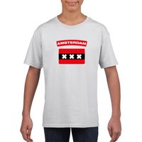 T-shirt Amsterdamse vlag wit kinderen XL (158-164)  -