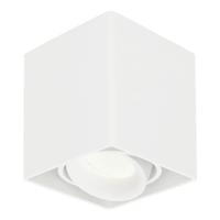 Vierkante LED Opbouwspot Esto - Kantelbaar - Dimbaar - 4000K neutraal wit - 5 Watt 400 lumen - GU10 - Plafondspot - Voor binnen - Vervangbare afdekring - Wit