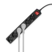 ACT Connectivity Stekkerdoos met lichtgevende schakelaar, 6 sockets, 3 m, zwart - thumbnail