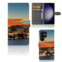 Samsung Galaxy S23 Ultra | Telefoonhoesje | Met pasjeshouder | Olifanten