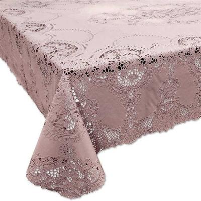 Unique Living tafelkleed/tafellaken - buiten/binnen - oud roze - 137 x 180 cm - Kant patroon