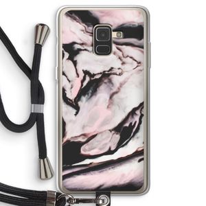 Roze stroom: Samsung Galaxy A8 (2018) Transparant Hoesje met koord