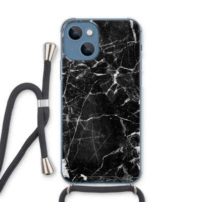 Zwart Marmer 2: iPhone 13 Transparant Hoesje met koord