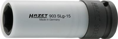 HAZET Krachtdopsleutel 903SLG-15 · 1/2 inch (12,5 mm) vierkant hol · Buiten-zeskant-tractieprofiel · SW 15 mm