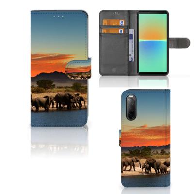 Sony Xperia 10 IV | Telefoonhoesje | Met pasjeshouder | Olifanten
