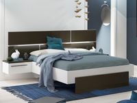 Bed en nachtkastjes PADEL 140x190 cm hoogglans wit/grijs moonstone - thumbnail