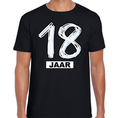 Leeftijd 18 jaar - verjaardag cadeau t-shirt - zwart - voor heren - korte mouwen - katoen