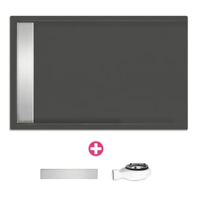 Douchevloer Xenz Easy Tray | 100x90 cm | Incl.Gootcover en Afvoersifon | Acryl | Rechthoek | Antraciet mat