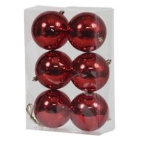 6x Kunststof kerstballen glanzend rood 10 cm kerstboom versiering/decoratie   -