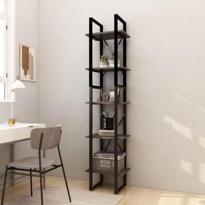 Boekenkast met 5 schappen 40x30x175 cm massief grenenhout grijs