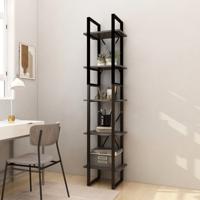 Boekenkast met 5 schappen 40x30x175 cm massief grenenhout grijs