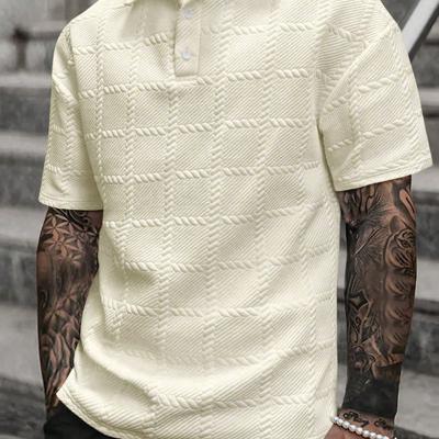 Bon&Bon Homme Heren Poloshirt - Grijs Casual Shirt met Textuur Abrikoos / M