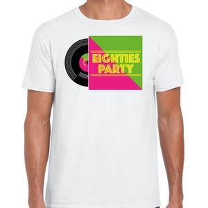Bellatio Decorations Disco verkleed T-shirt heren - 80s party - wit - jaren 80 feest - carnaval 2XL  -
