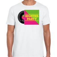 Bellatio Decorations Disco verkleed T-shirt heren - 80s party - wit - jaren 80 feest - carnaval 2XL  - - thumbnail