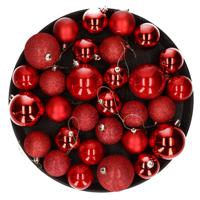 Kerstversiering set kerstballen rood 6 - 8 cm - pakket van 36x stuks - Kerstbal - thumbnail