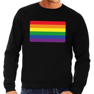 Gay pride regenboog vlag sweater zwart voor heren