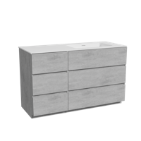 Storke Edge staand badmeubel 130 x 52 cm beton donkergrijs met Mata asymmetrisch rechtse wastafel in solid surface mat wit