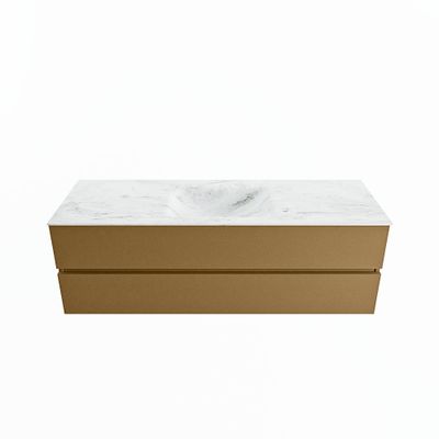 MONDIAZ VICA-DLUX 150cm badmeubel onderkast Oro 2 lades. Inbouw wastafel CLOUD midden zonder kraangat, kleur Opalo.