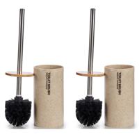 Set van 2x stuks berilo toiletborstel met houder - creme beige - polyresin 38 cm - wc-borstels