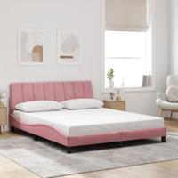 Bedframe met hoofdeinde fluweel roze 160x200 cm