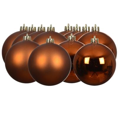 Decoris kerstballen - 12x stuks - 6 cm - koper/cognac bruin - kunststof