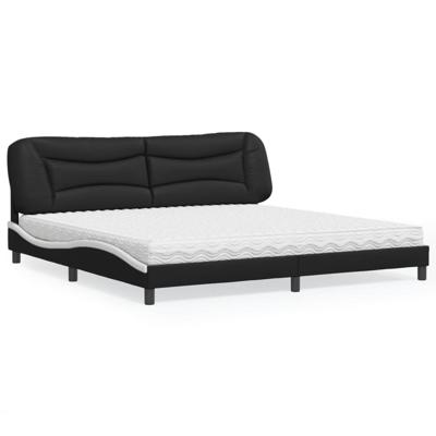 Bed met matras "Hvar" kunstleer zwart en wit 200x200 cm