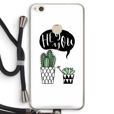 Hey you cactus: Huawei Ascend P8 Lite (2017) Transparant Hoesje met koord