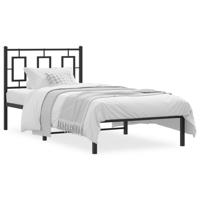 Bedframe met hoofdbord metaal zwart 90x200 cm - thumbnail