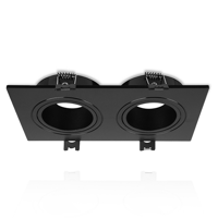 Inbouwarmatuur voor 2 spots | DUO | Ø50mm spots | Rechthoekig | Zwart | ThatsLed | Spotjes in plafond | Inbouwspots | Spotjes woonkamer | Led spots |