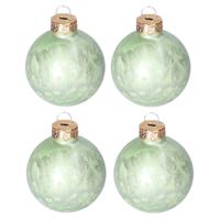 Luxe kerstballen - 12x stuks - 6 cm - groen - glas - ice finish - kerstversiering